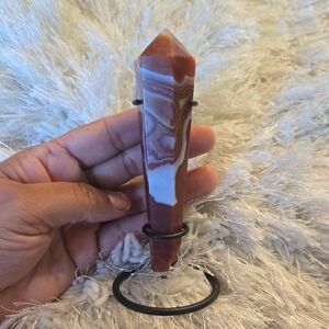Carnelian Agate × Crystal Point with Stand